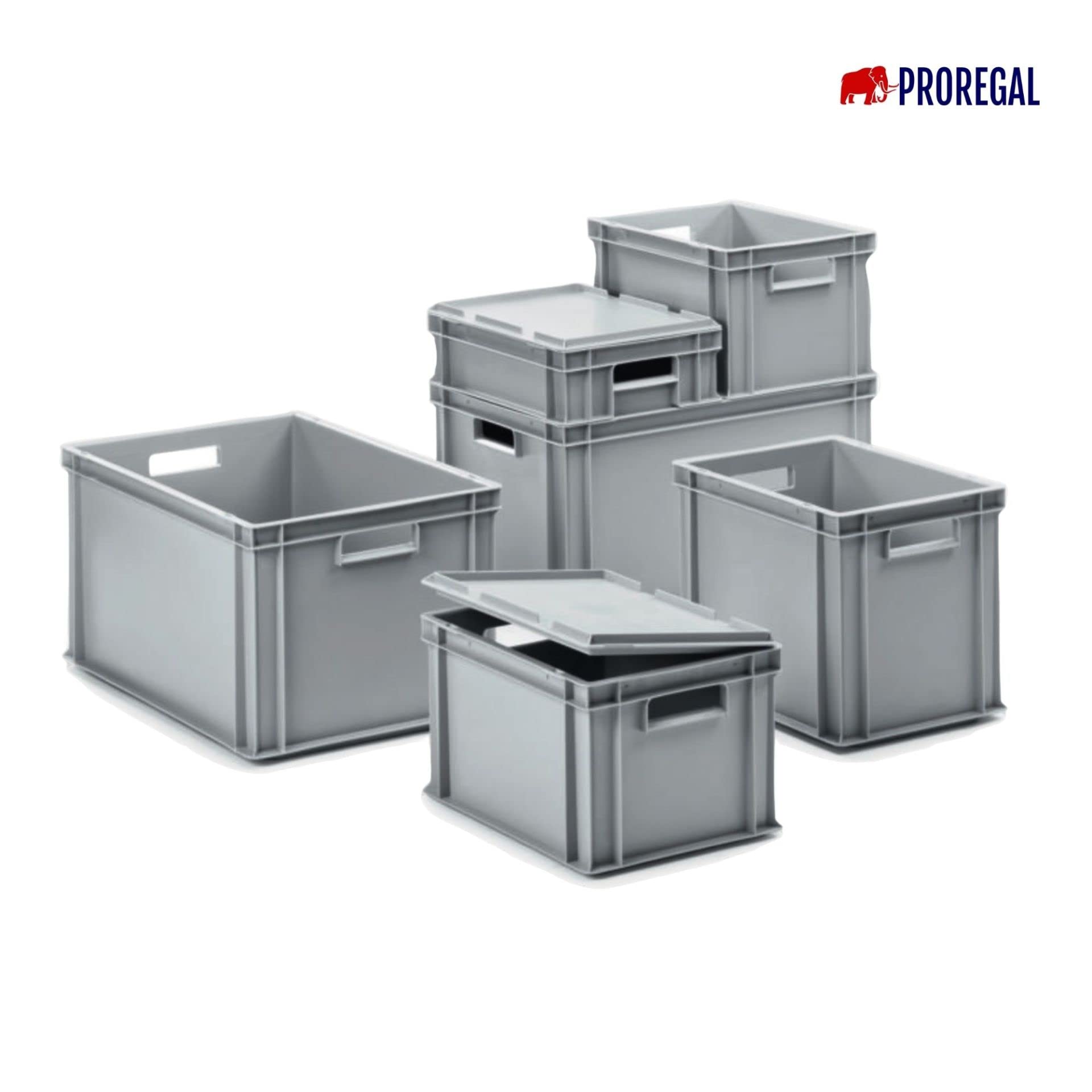 SuperSparSet 10x Scharnierdeckel Set Eurobox NextGen mit Schaumstoff und 2 grüne Schiebeschnappverschlüsse | BxT 30x40cm | Eurobehälter, Transportbox, Transportbehälter, Stapelbehälter