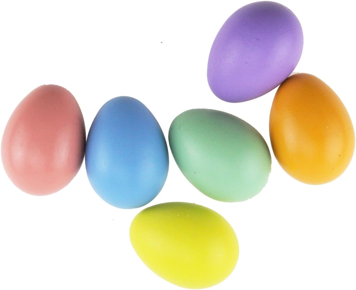 Multicolor Wooden Eggs Set of 6 DIY Egg Painting Toy for Egg Hanging Ornaments Easter Decoration