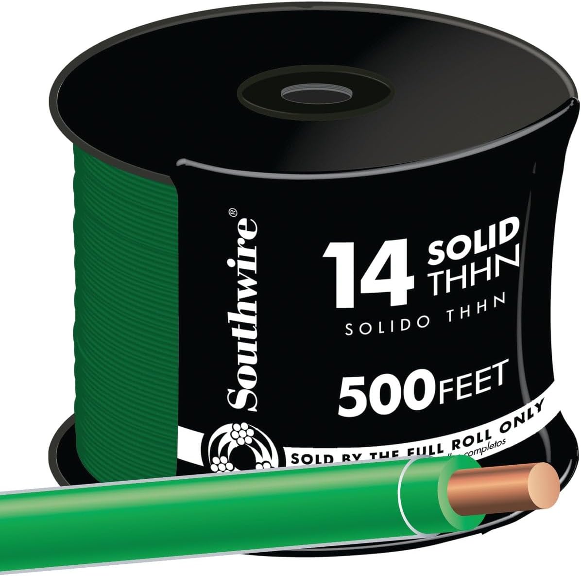 Southwire Building Wire 14 Ga, Single Conductor 15 Amp 600 V 90 Deg C 500 ' Green