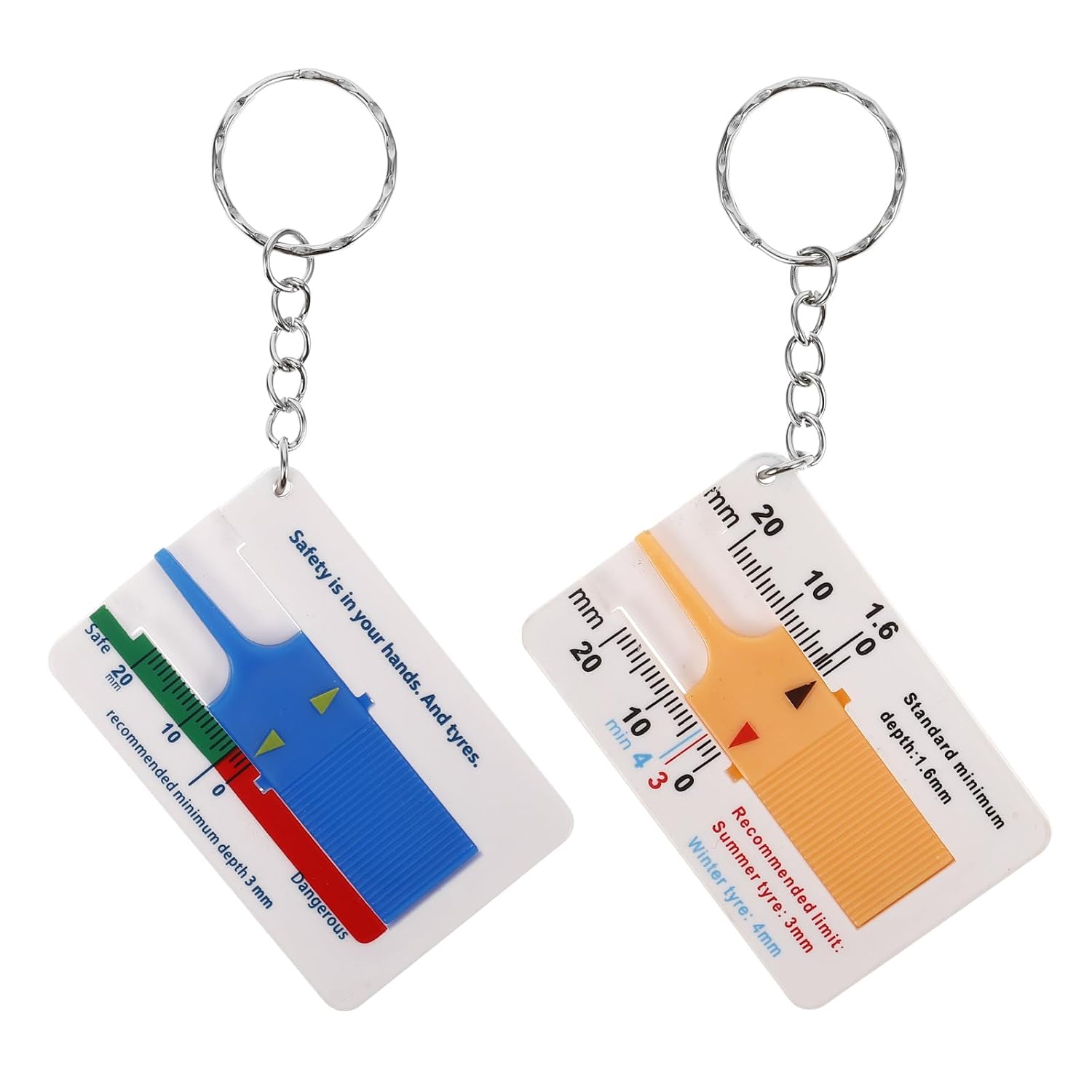 Car Tire Tread Depth Gauge and Brake Pad Thickness Measuring Tool, Color-Coded Dual Gauge Set for Cars and Trucks, Automotive Tire Groove Thickness Meter for Vehicle Safety