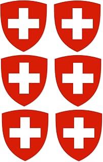 Pack of 6-2'' Stickers - Swiss Coat of Arms Flag car Bumper Sticker - Sticker Graphic Decal