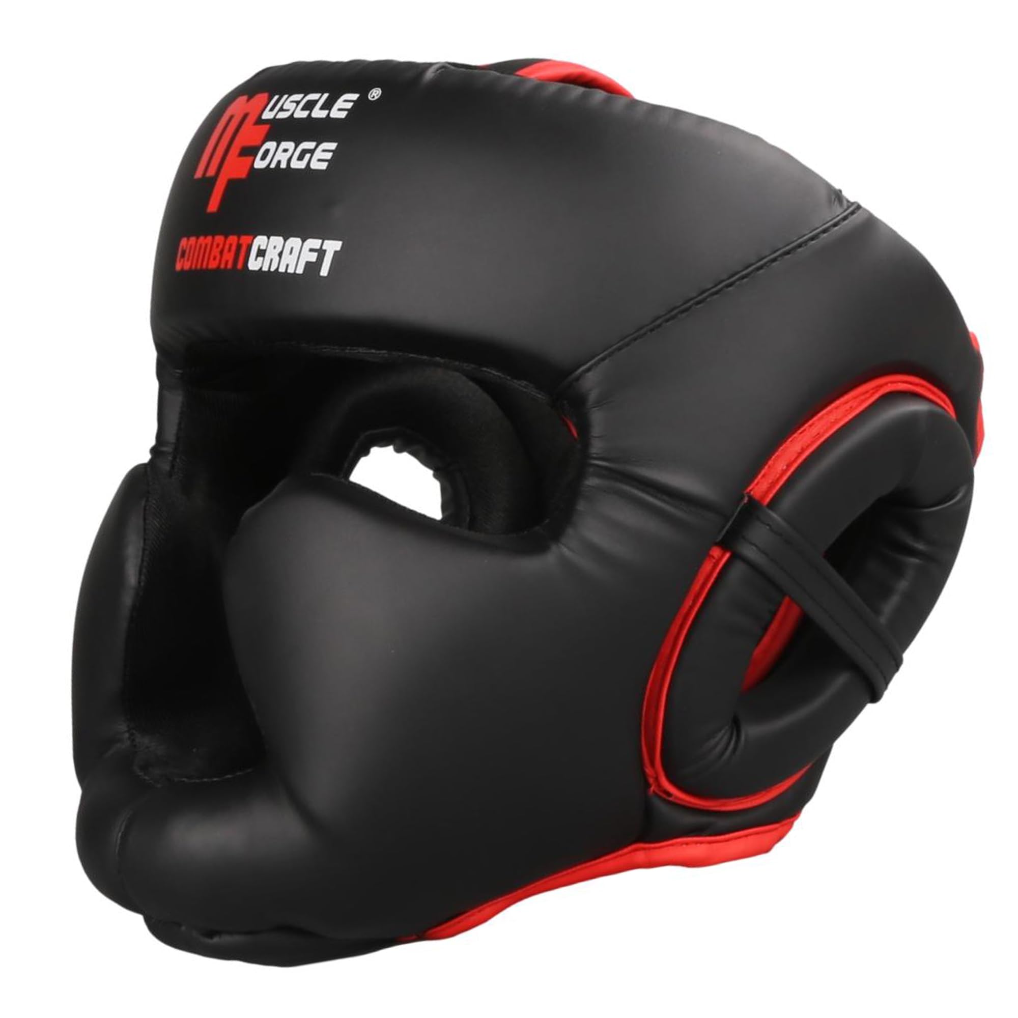 Kask Bokserski CombatCraft rozmiar M – wzmocnione strefy czoła i szczęki, panoramiczne 180° pole widzenia, 4-warstwowa pianka EVA, system wentylacji, szeroki rzep 8 cm