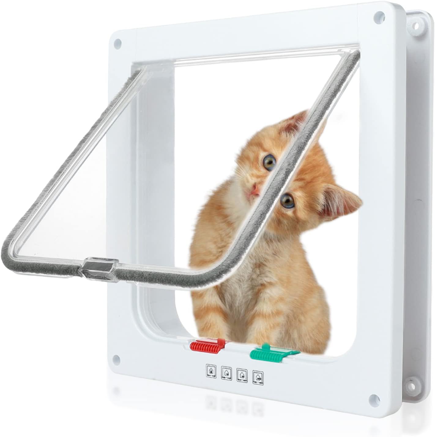 Cat Flap, 4 Way Locking Cat Flap Door, Large Cat Door 23.5 * 25 * 5.3cm