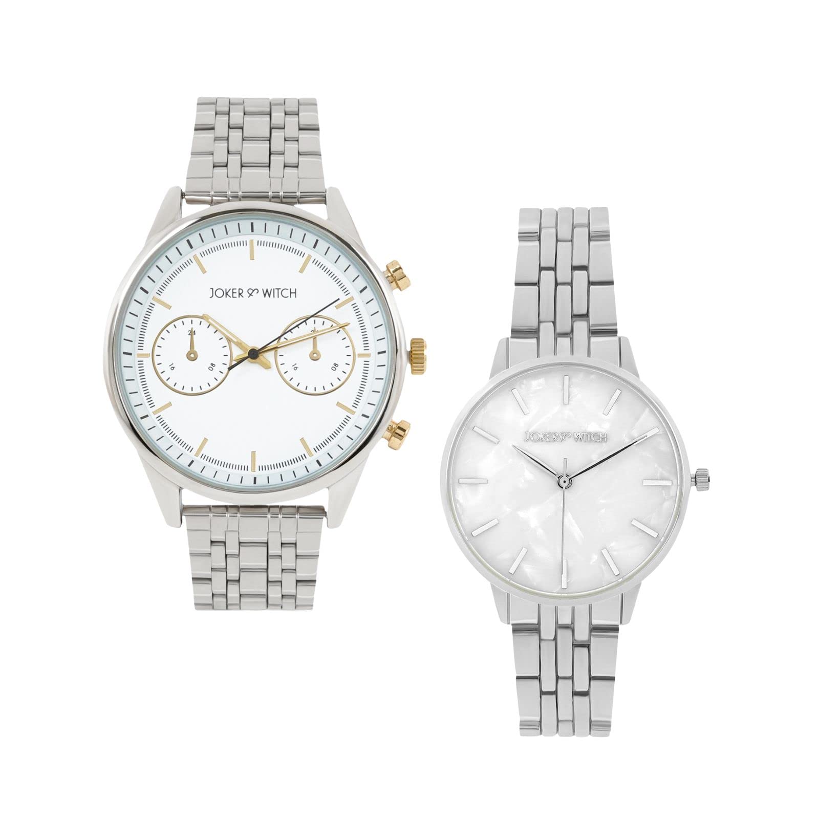 Joker & Witch Stainless Steel Lizzie & Philip Couple Analogue Watches, White Dial, Silver Band (B0BVB4J5YM) Amazon Price History, Amazon Price Tracker