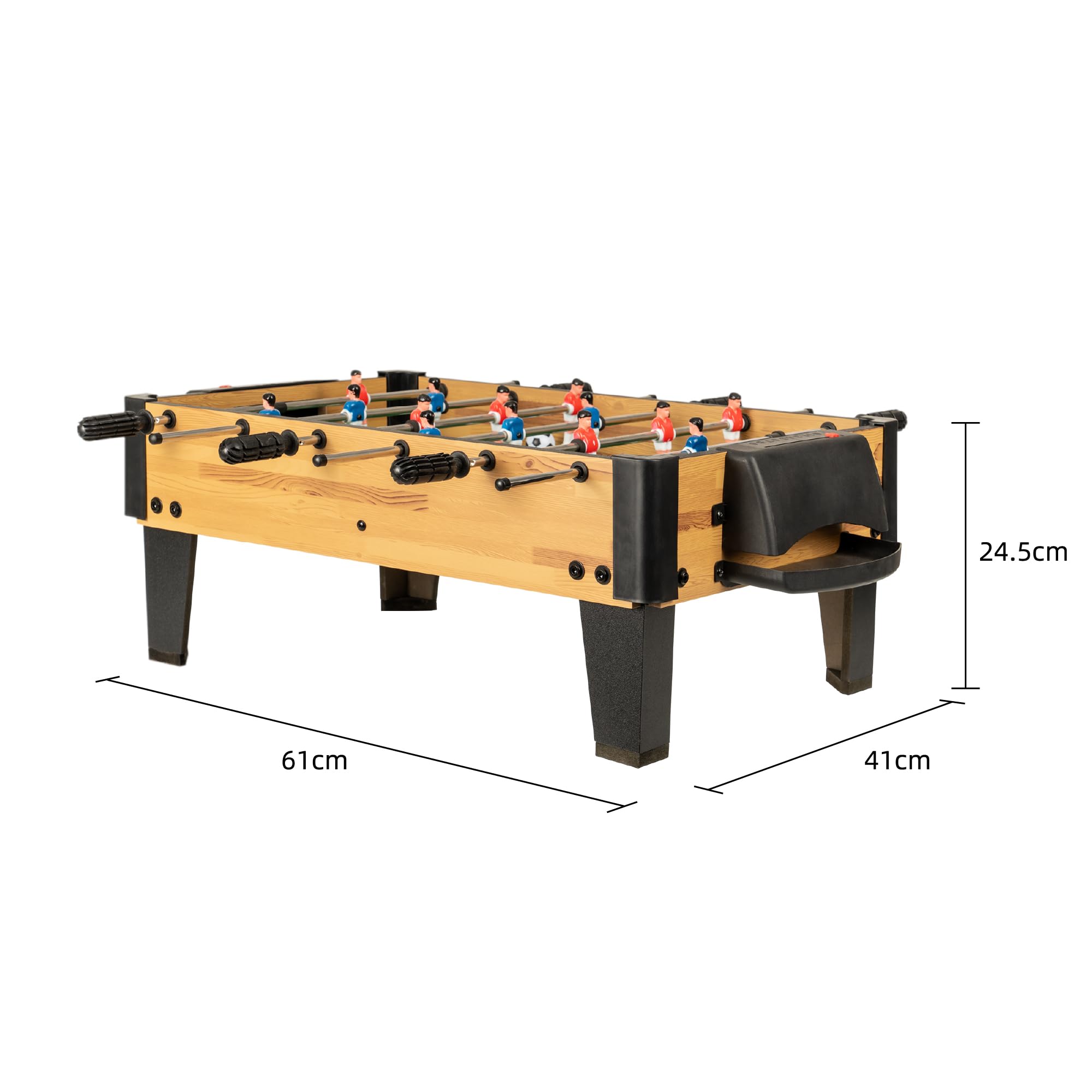 Mini Tischkicker (61x41x24.5 cm), Kompakter Tischfußball mit Ausbalancierten Figuren, Kickertisch in Holzoptik mit Rutschfesten Griffen, Fußballtisch für Kinder & Erwachsene, Büro & Zuhause