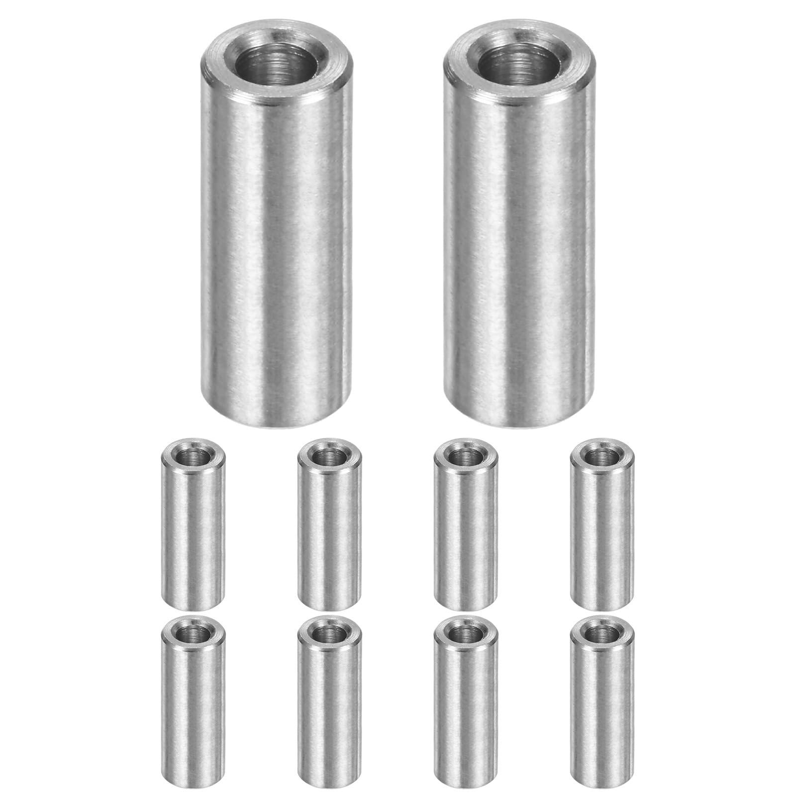 M METERXITY 10PCS M3 304 Stainless Steel Spacers 3mm ID x 6mm OD x 15mm l Metal Screw Standoff Bushing Plain Finish Round Spacer 304 Stainless Steel for Screws Bolts Silver