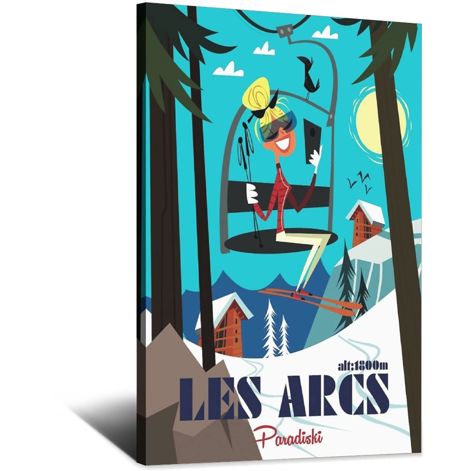 NMNM Les Arc Ski Savoie Vintage Travel Poster Canvas Art Wall Decor Poster Picture Print Painting Posters Gift 8x12inchs(20x30cm)