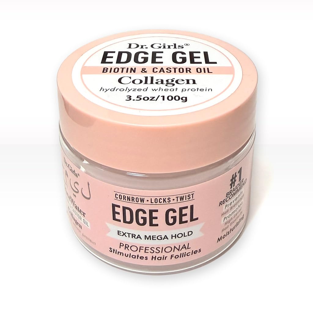 Dr. Girls Rice Water Lock & Twists Edge Gel - Extra Mega Hold for Locs, Cornrows & Twists – With Biotin, Castor Oil, Hydrolyzed Wheat Protein & Collagen – REEMAS 3.5 oz