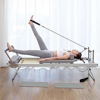 FJAUOQ Pilates Reformer Machine Foldable Pilates Machine Equipment for Home Exercise Yoga Equipment Multifunctional Folding Yoga Bed Adjustable Intensity Pilates Bed
