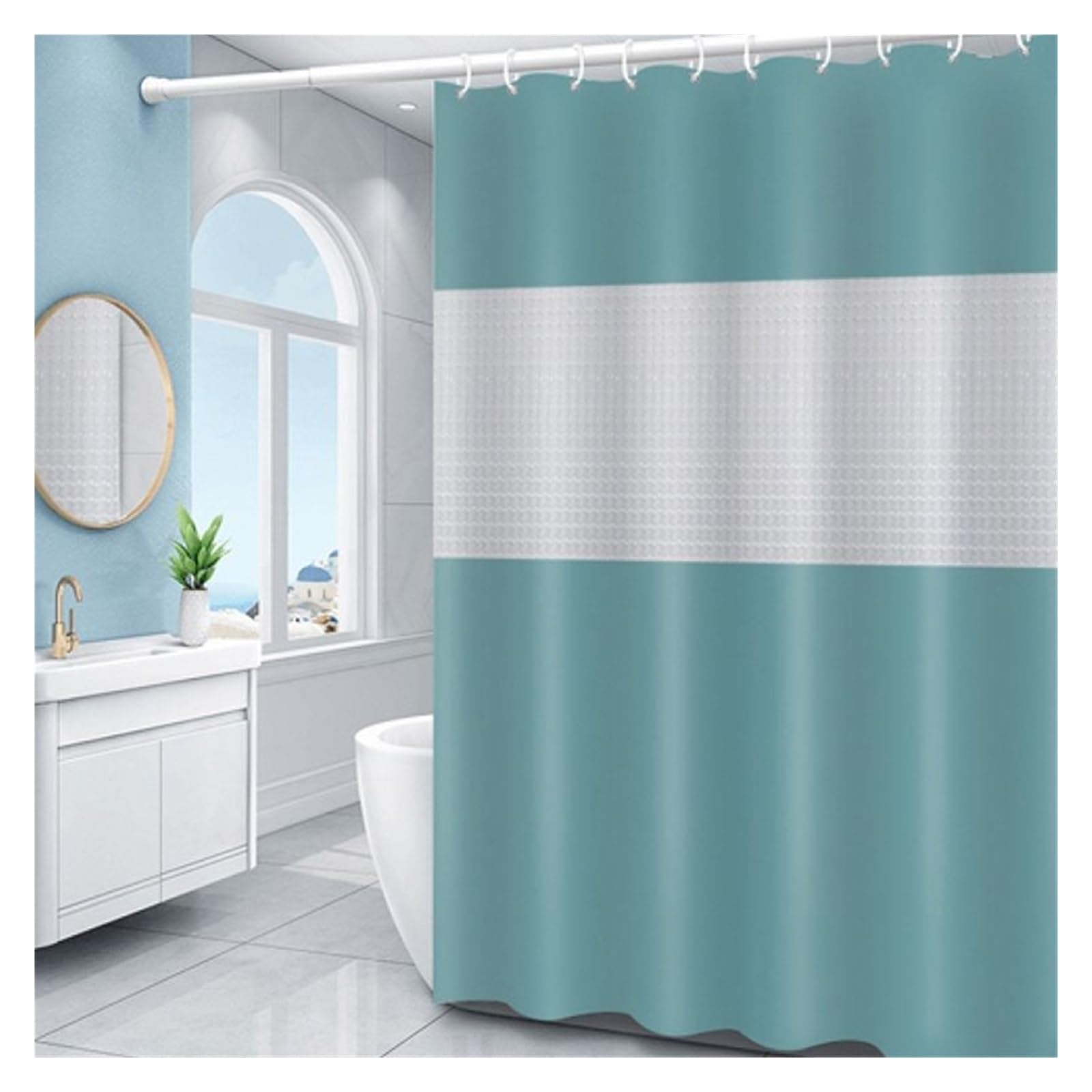 Rideau de douche transparent avec 12 crochets - 180 x 180 cm