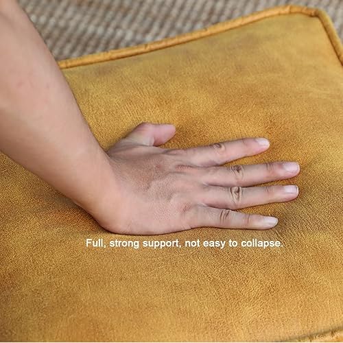 Miniatura 6 de Puf otomano de gamuza puf reposapiés otomano cuadrado rectangular pufs puff cojín de piso sofá taburete para sala de estar (color marrón), 25.6 x