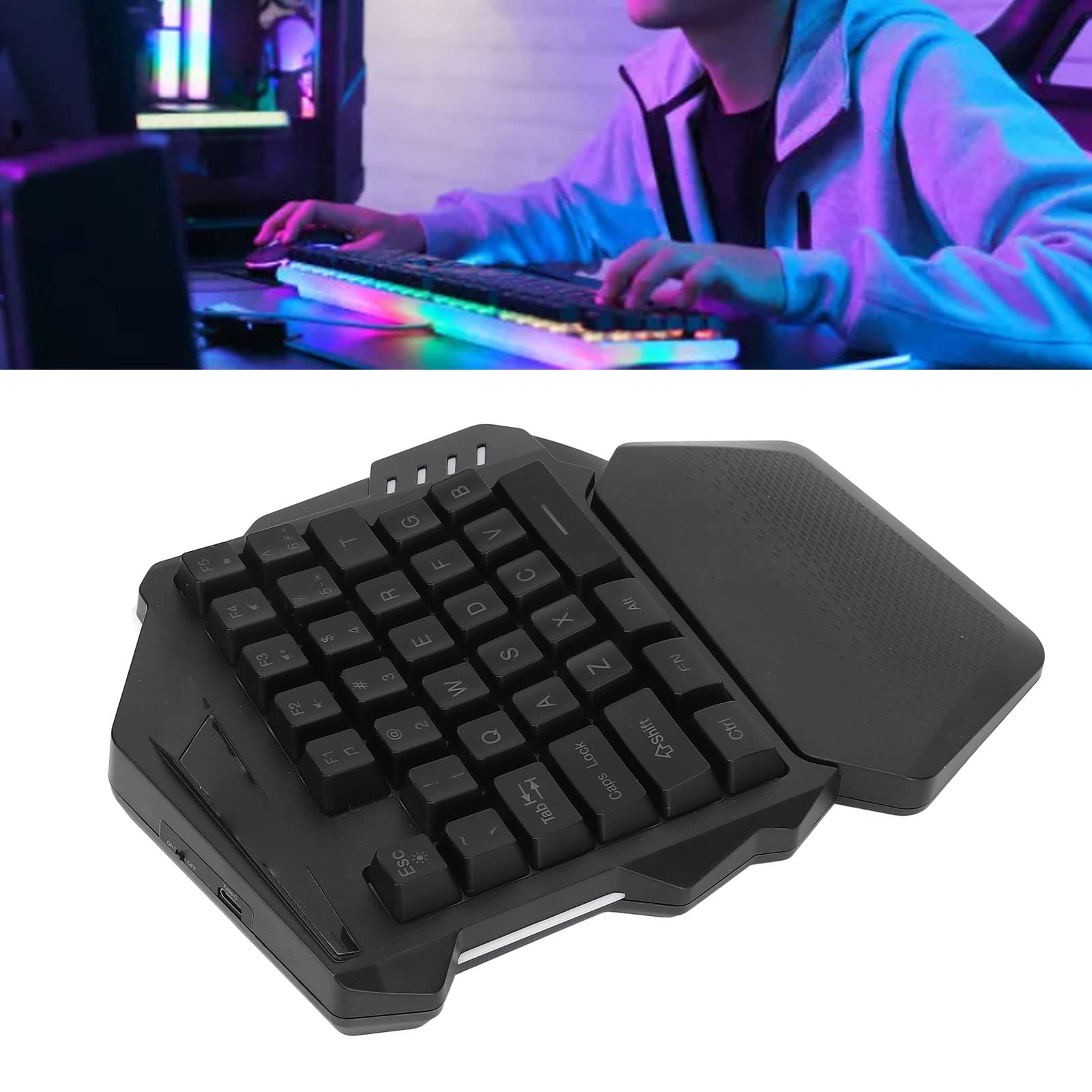 キーボード RGB Mechanical Keyboard with Wrist Rest One Hand Gaming Keyboard, Wireless RGB Mechanical Keyboard with