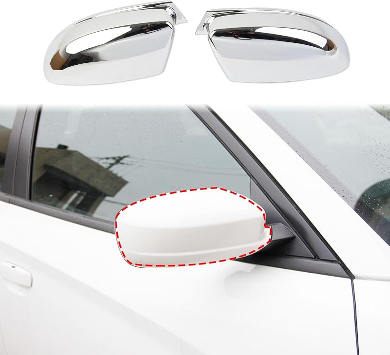 Moldura de acabamento da capa do retrovisor lateral crosselec com padrão de fibra de carbono para Dodge Charger 2011–2021 – 2 unidades