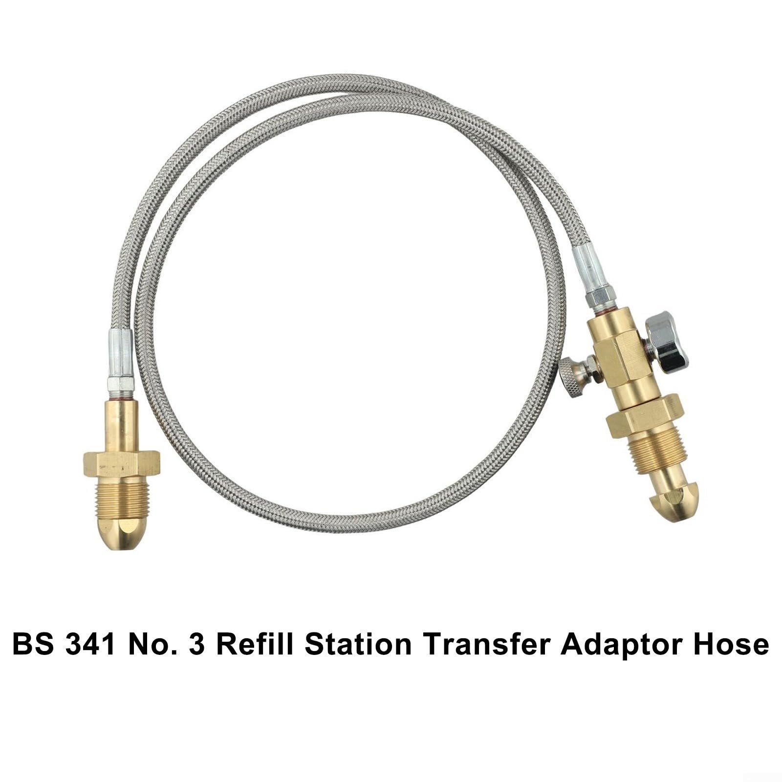 Argon - Tubo adattatore per cilindro, in acciaio inossidabile, compatibile BS341 No.3, filettatura destra G5/8" per un riempimento sicuro, tubo di trasferimento resistente da 90 cm