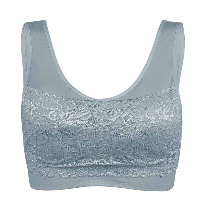 Image of Litthing Lace Bralettes for Women Padded Sports Bra Seamless Plus Size Tank Tops Wirefree Comfort Yoga Cami T Shirt Bras