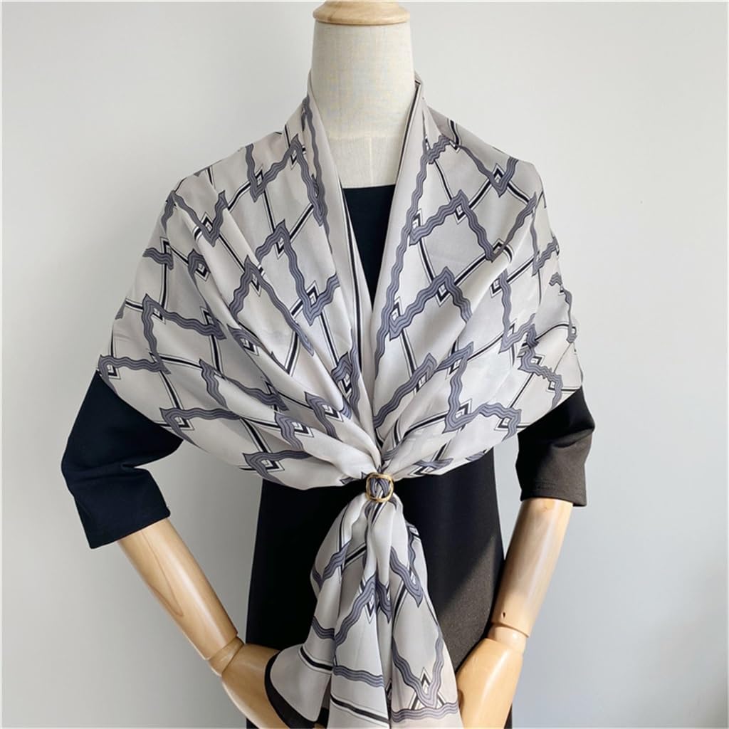 Foulard en Soie géométrique Couleur Assortie Femmes Longue écharpe crème Solaire châle écharpe Usage