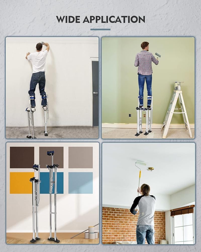Échasses de cloison sèche de 122 à 162,6 cm pour adultes, hauteur réglable en aluminium pour la peinture, l'élagage des branches ou le nettoyage