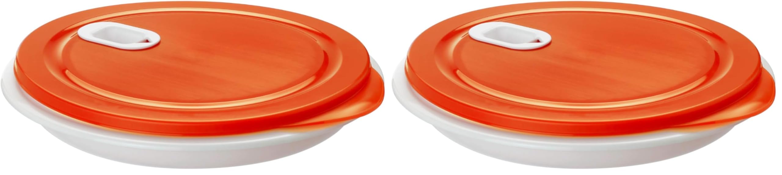 Rotho XL Clever Mikrowellenteller 1.2l mit Deckel und Unterteilung, Kunststoff (PP) BPA-frei, weiss/rot, 1.2l (26.0 x 26.0 x 4.8 cm) (Packung mit 2)