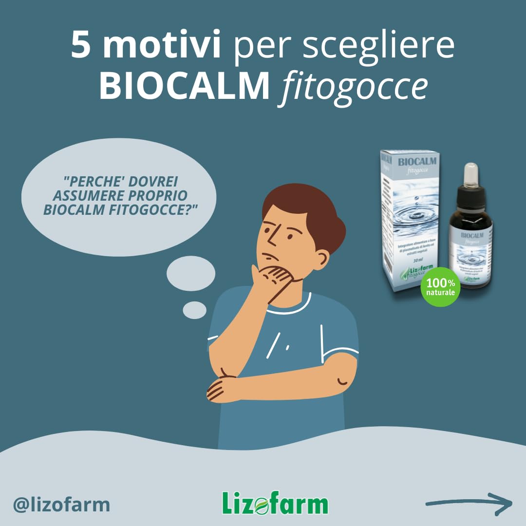 Biocalm Fitogocce | Integratore naturale per la qualità del sonno e il relax | Valeriana, Passiflora, Menta, Plasmolisato | 30 ml - Gocce Orali