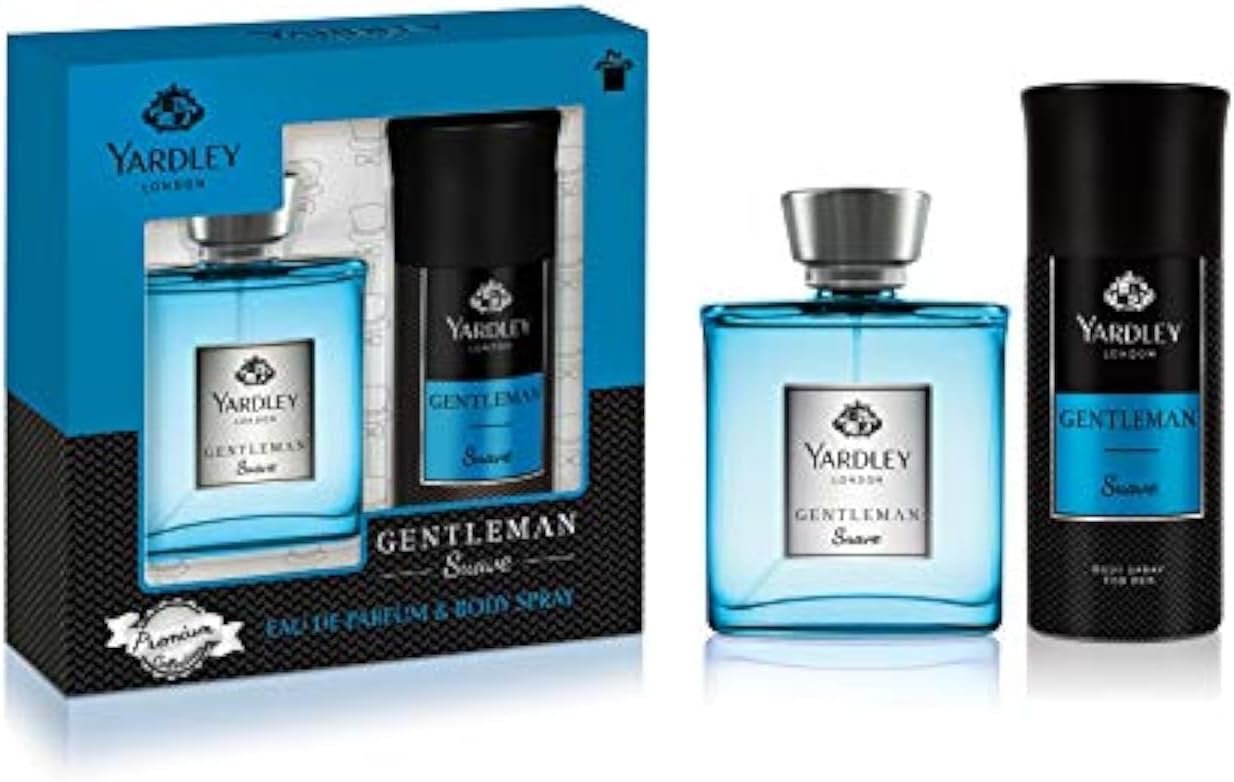 – Yardley Gentleman Suave Perfumed Gift Set - Eau De Parfum 100ml + Body Spray 150ml | Fragrance With Aromatic-Woody-Spicy Notes | For Chivalrous Man