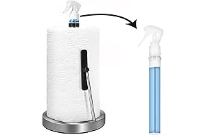 2-in-1 Effortless Hands-Free Paper Towel Holder with Spray Bottle