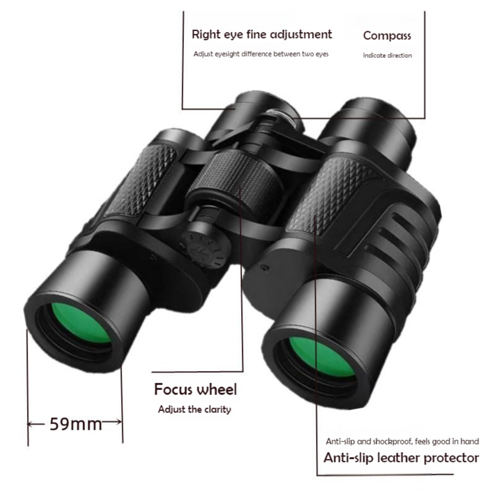 Binocolo HD ad alto ingrandimento 80 x 80 con visione notturna, per osservazione della luna, bird watching, compatibile con smartphone portatile