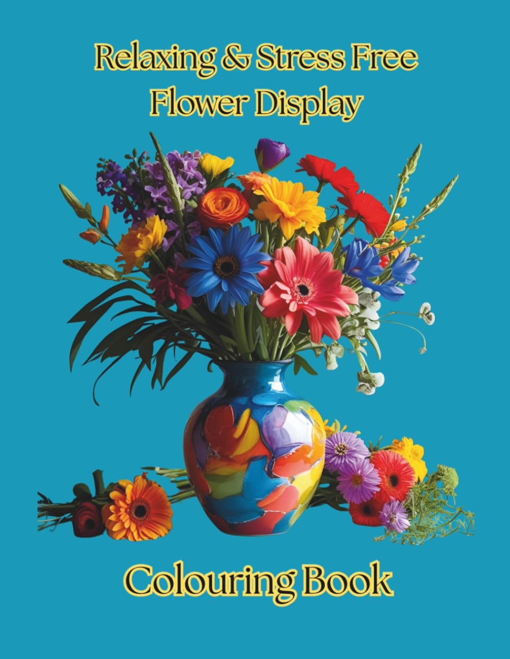 Relaxing and Stress Free Flower Display Colouring Book