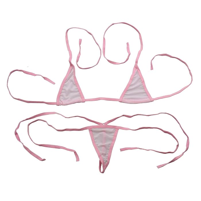 Buy Motanar Women’s Sheer Extreme Bikini Halterneck Top and Tie Sides