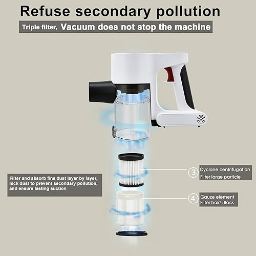 Miniatura 6 de Aspiradora inalámbrica, potente motor sin escobillas, aspiradora ligera 6 en 1, montaje en pared con pantalla LED y luz de trapeador de motor para