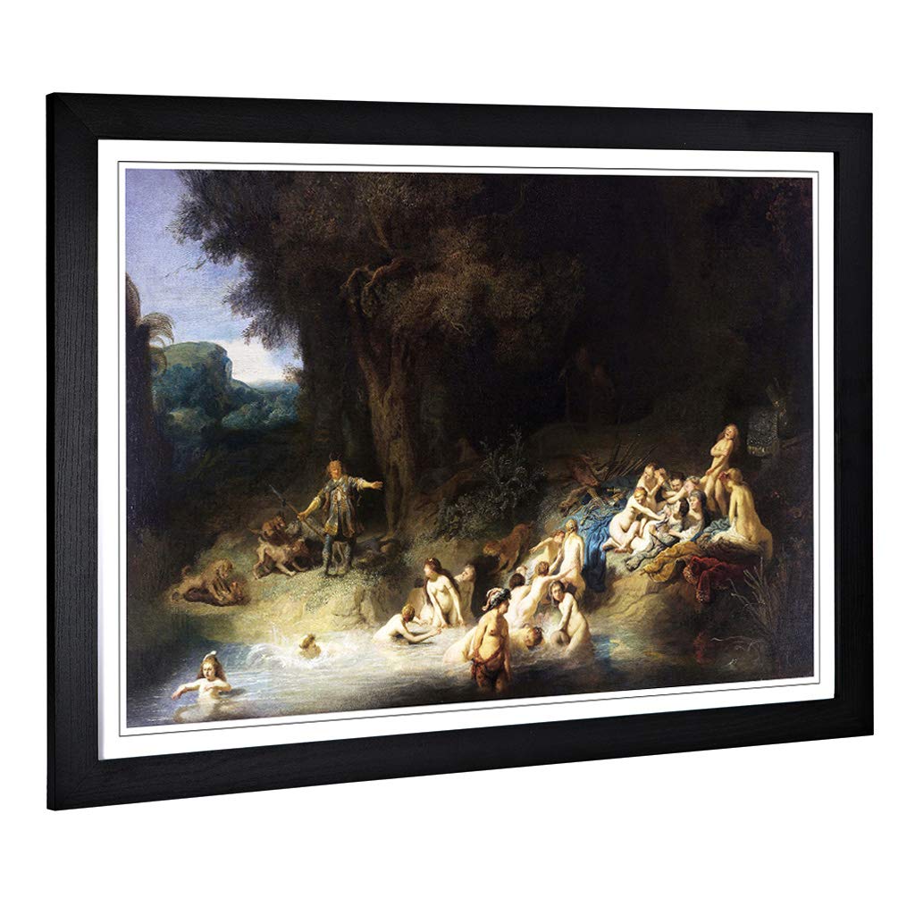 Big Box Art Framed Print of Rembrandt Diana and Actaeon Anholt Castle Design | Wall Art Picture | Home Decor for Kitchen, Living Room, Bedroom, Hallway, Black, A2 / 24.5x18 Inch / 62x45cm