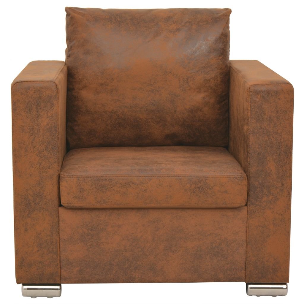 LAPOOH Fauteuil en cuir, fauteuil inclinable, fauteuils de salon, fauteuil tantra, fauteuil relaxant, fauteuil à oreilles, canapé individuel, en daim artificiel marron