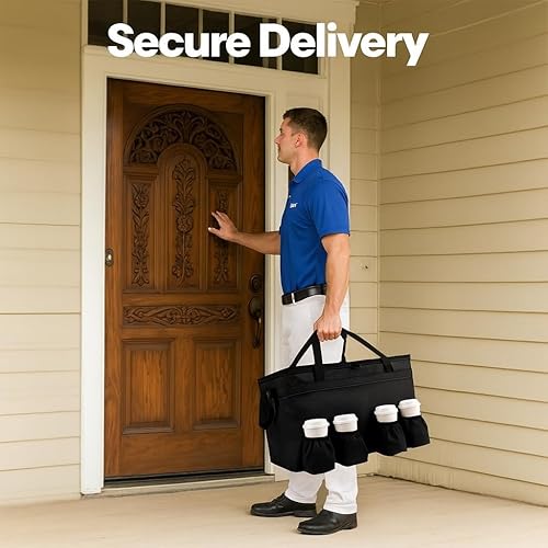 Miniatura 8 de CIVJET Bolsa térmica para entrega de alimentos con soporte para 4 tazas, bolsas de comestibles con aislamiento XXL con cierre superior, bolsas