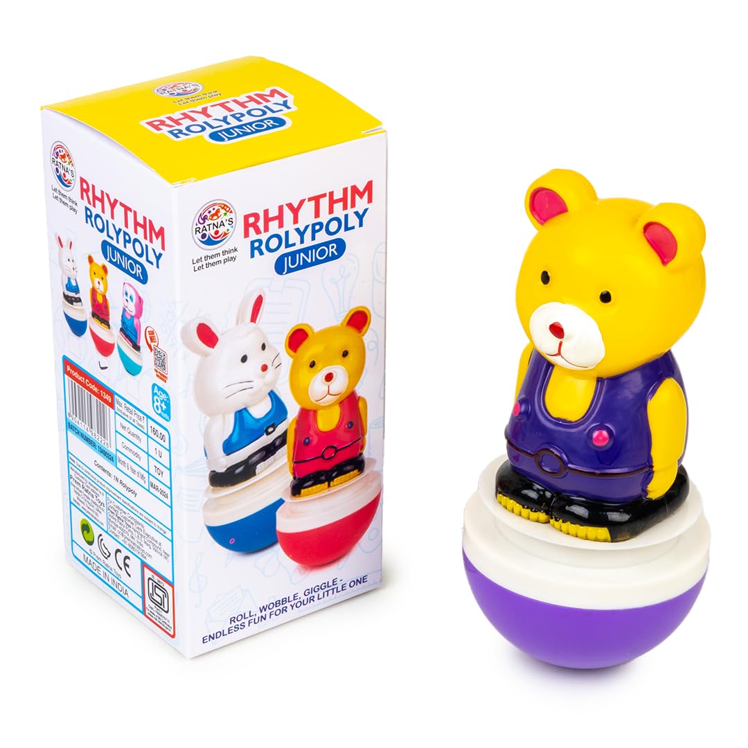 Ratnas Rhythm Roly Poly Junior Teddy Push and Shake Wobbling Bell Sounds Musical Rattling Toy for New Born Infants & Toddlers (B0D1NBQMTP) Amazon Price History, Amazon Price Tracker