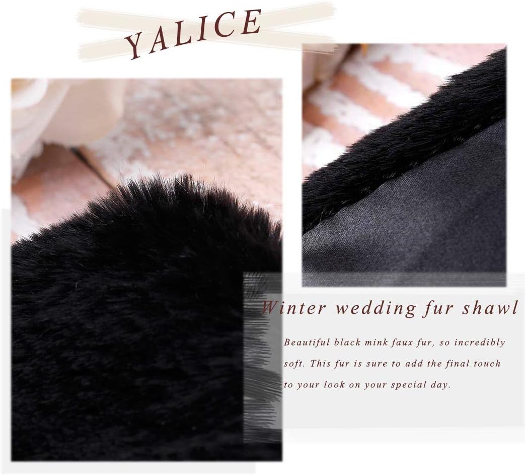 Yalice Women's Wedding Faux Fur Shawl and Wrap Bridal Fur Stole Cape Fur Scarf for Bride and Bridesmaids - Image 5