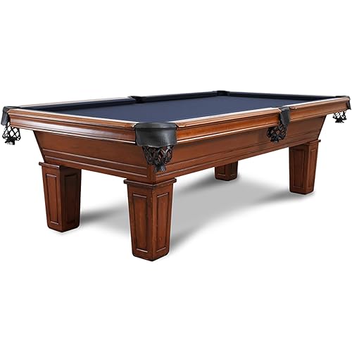 Corona Professional Slate Pool Table W/Premium Billiards Accessories (7FT and 8FT, Stain Black Finish and Walnut Finish)