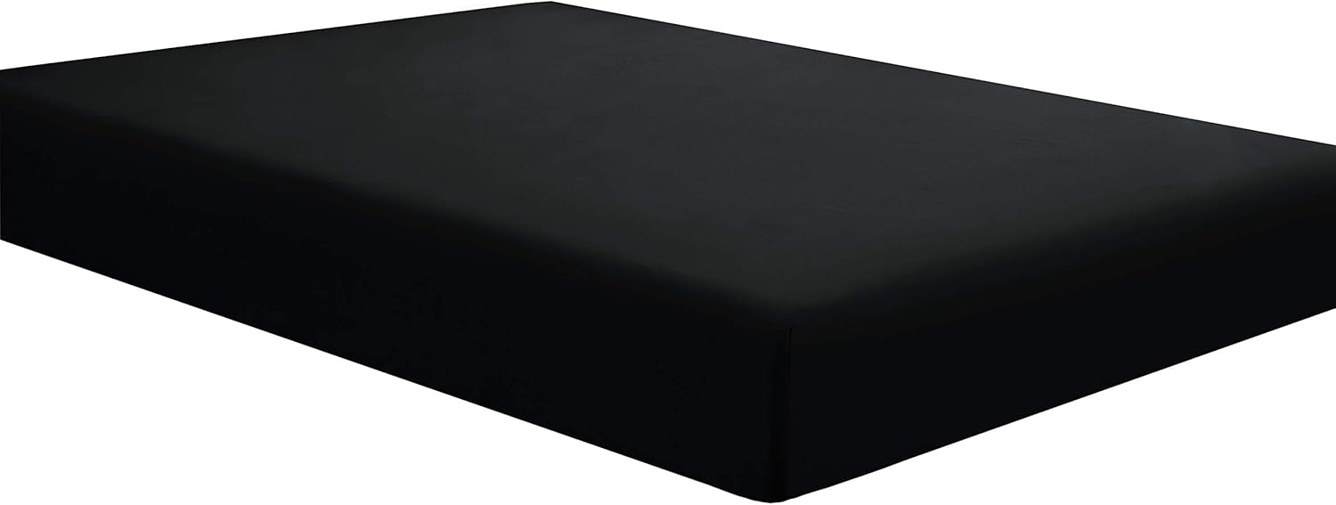 Sfoothome Black Fitted Sheet, 14 Inch Pocket Deep