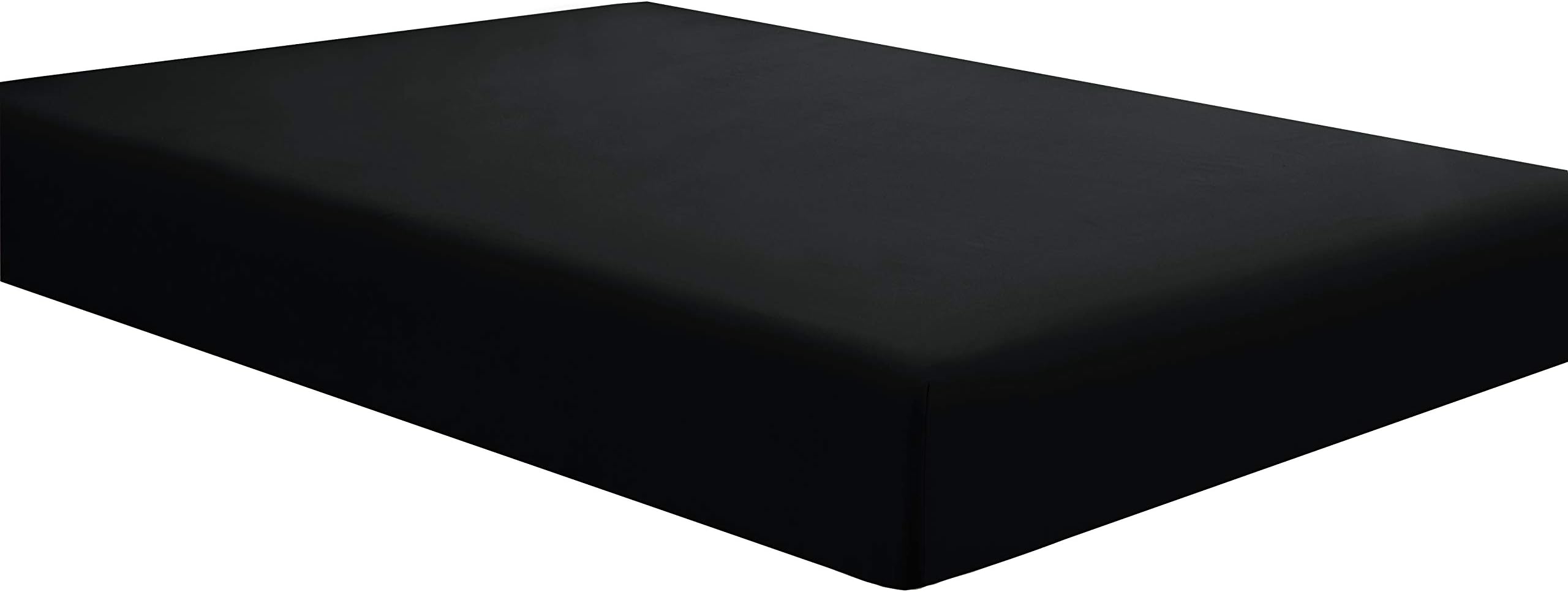 Sfoothome Black Fitted Sheet, 14 Inch Pocket Deep, Microfiber Sheets, Queen Size