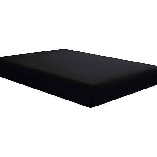 Sfoothome Black Fitted Sheet, 14 Inch Pocket Deep, Microfiber Sheets, Queen Size