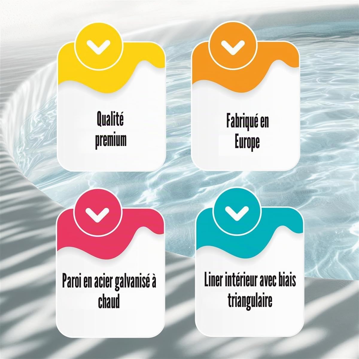 Piscine ronde MTH Ø 4,50 x 1,20 m, paroi en acier 0,6 mm, avec rails de sol et main courante, housse intérieure bleue 0,6 mm, qualité supérieure, fabriquée en Allemagne