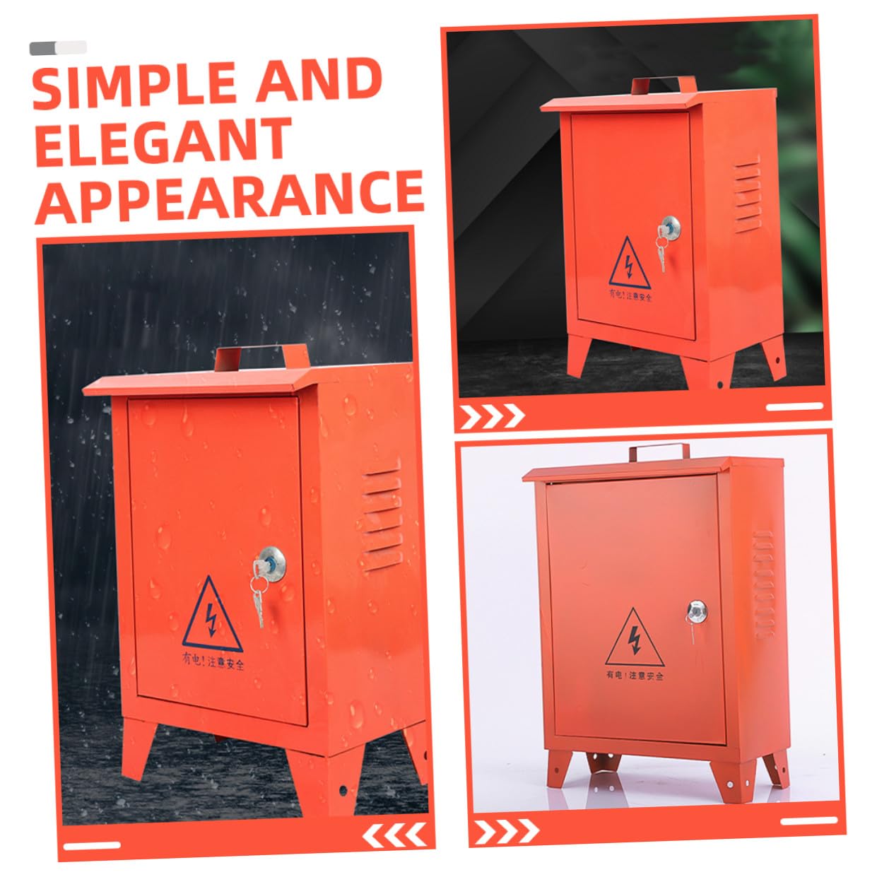 COHEALI Small Weatherproof Breaker Box Portable Iron Distribution Panel 250x300x180mm Electrical Housing for Construction Site Temporary Power