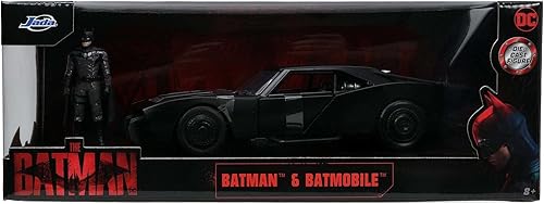Miniatura 8 de Jada DC Comics 1:24 El Batman Batmobile - Coche fundido a presión con figura de Batman de 2.75 pulgadas, juguetes para niños y adultos