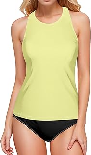 Tankini de copa suave extraíble para mujer, color amarillo champán