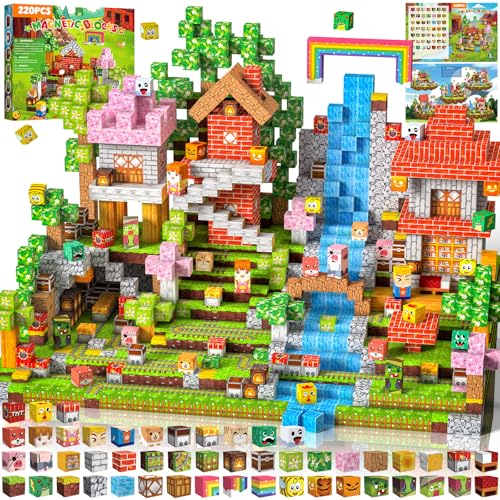 マグネットブロック 220pcs 磁石ブロック 磁石おもち マグネットおも…