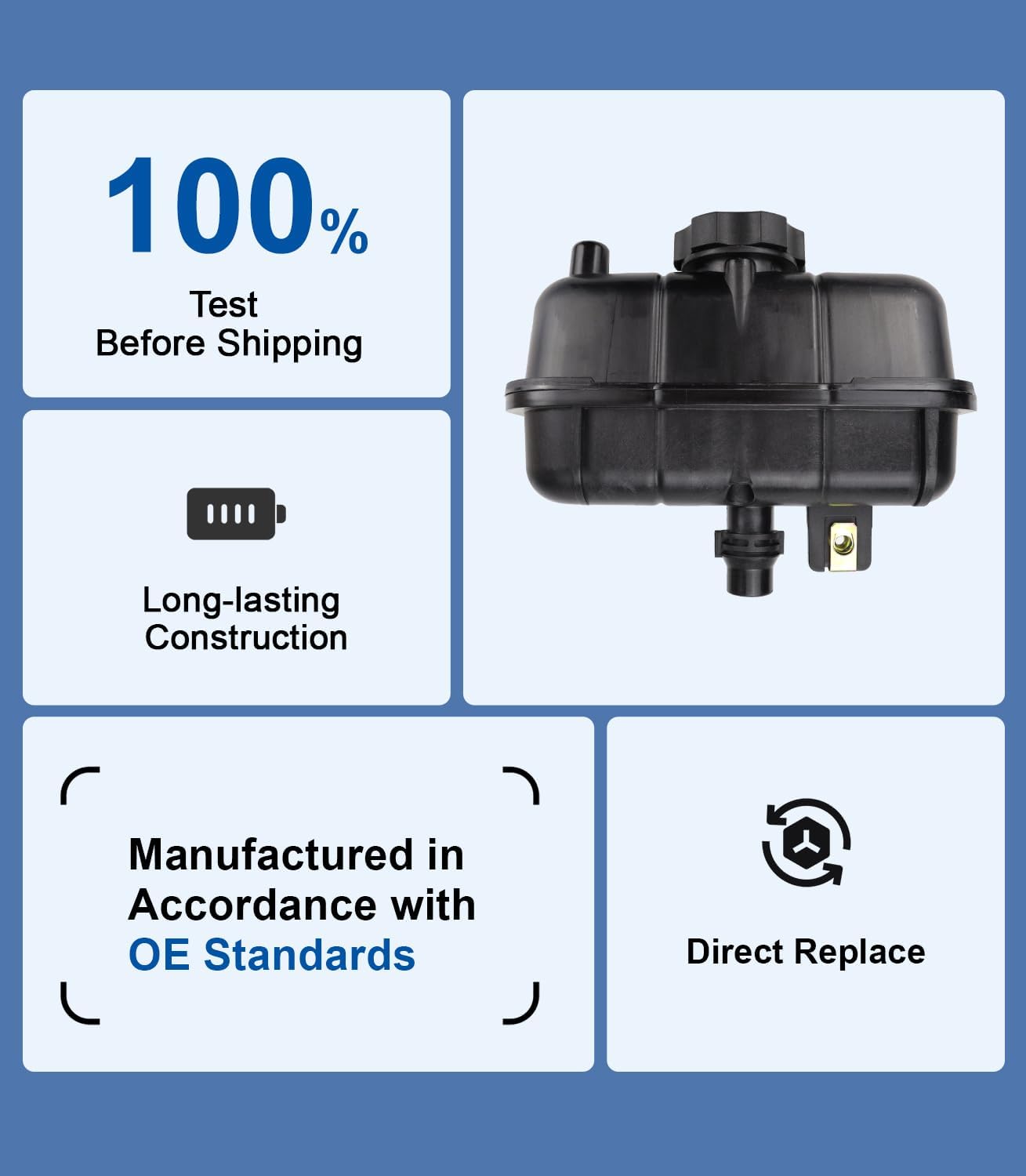 68364312AC Engine Coolant Reservoir Tank Recovery Bottle with Cap Compatible with Jeep Wrangler JL 2018-2024 2.0L L4 Replace 68364312AA 68364312AB