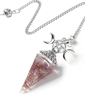 Amethyst Crystal Pendulum - Pendulos De Energia, Witchcraft Supplies for Divination, Wiccan Supplies and Tools, Spiritual Pointed Crystals for Altar Reiki Energy Balancing Chakra Meditation