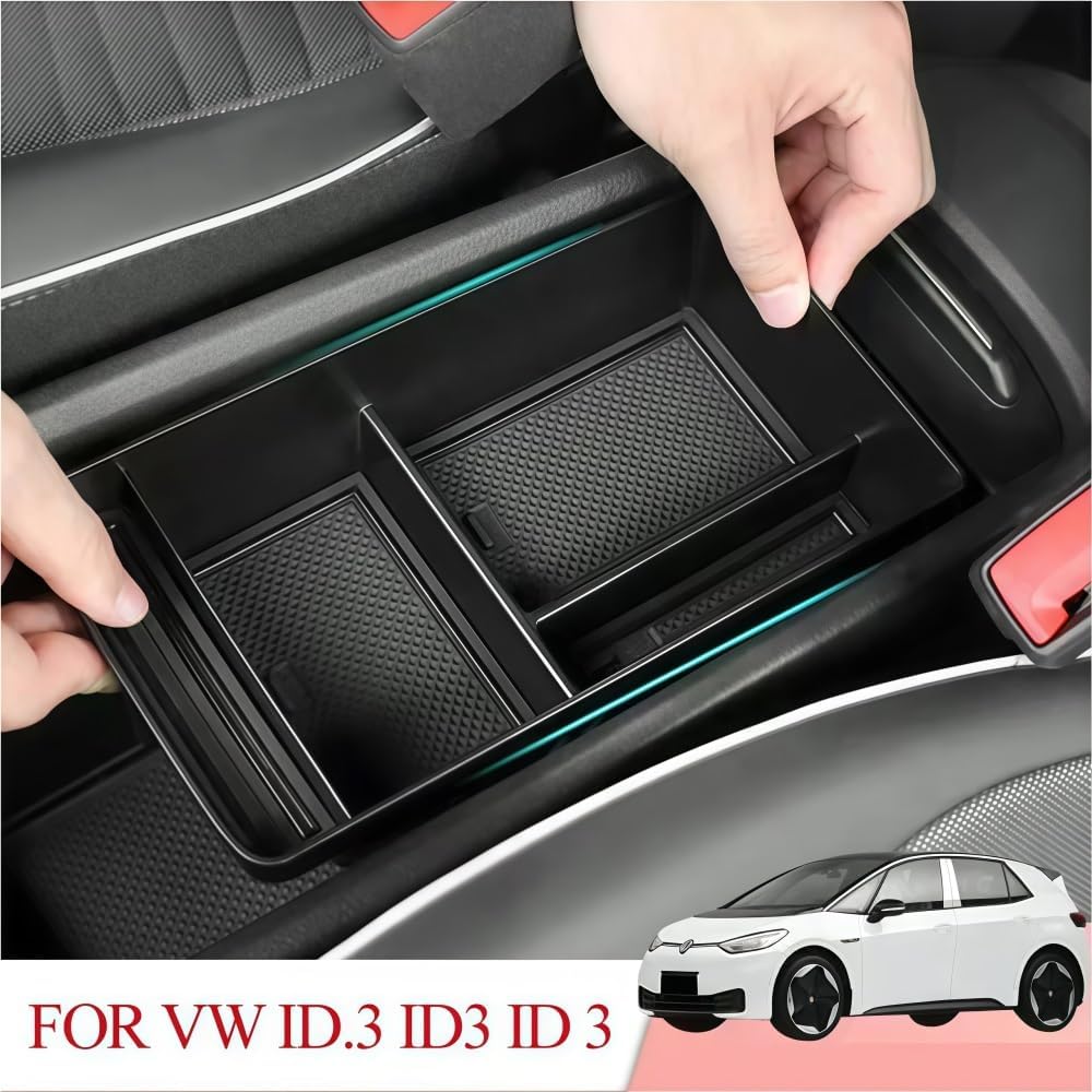 GGCLIMAX Car Organizers And Storage Center Armrest Storage Box Compatible with VW ID3 ID4 ID6 Organizing Tray Car Accessories Interior Car Storage(For ID4)