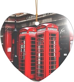 Phone Booth London Street Christmas Wedding Ornament & Keepsake,Custom Mr and Mrs Gift for Bridal Shower Decor