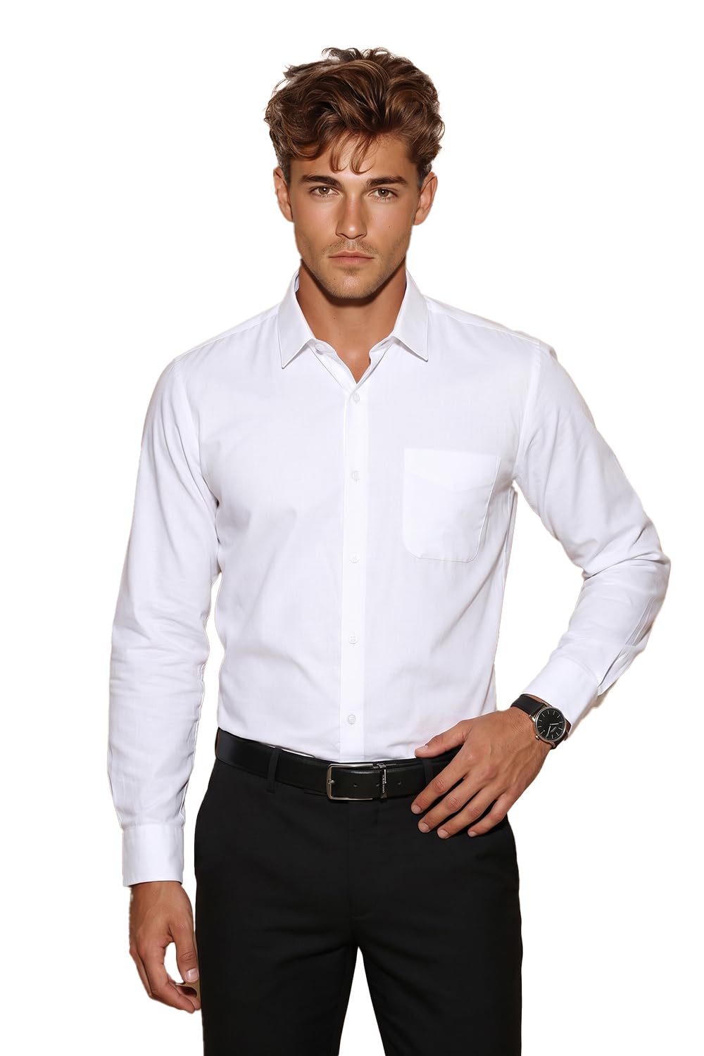 Men's Classic Solid Full Sleeve Slim Fit Shirt | Wonder Fabric | Cotton Rich | Pin Point Oxford