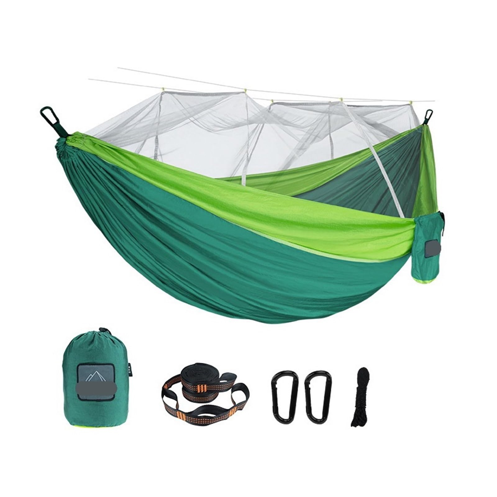 Amaca da campeggio in nylon portatile super leggera 300 * 200 cm doppia dimensione con zanzariera for uso esterno(Brown and green)