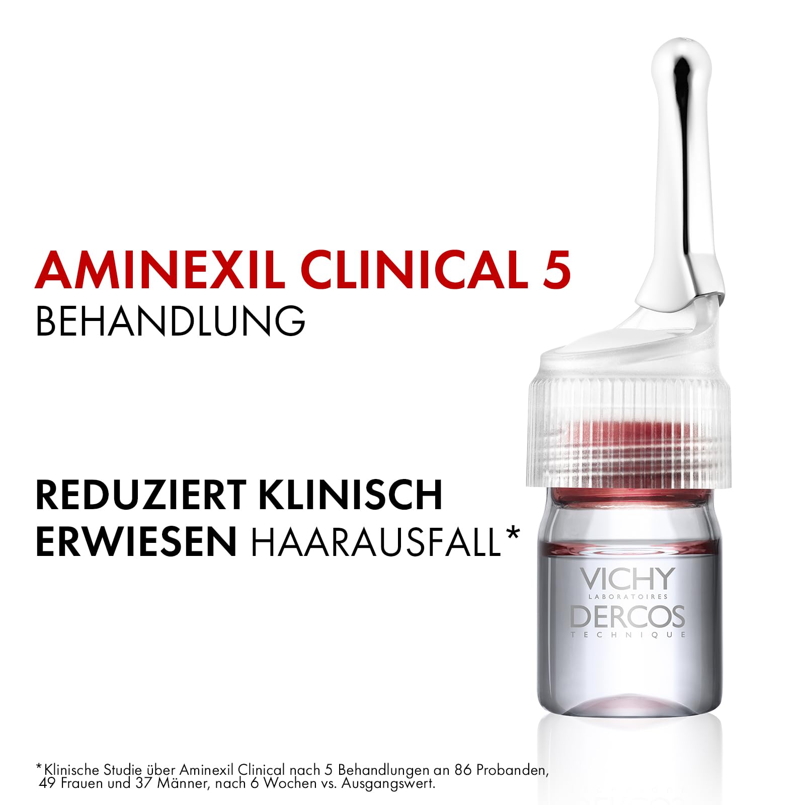 VICHY Haarserum für Frauen, Gegen permanenten oder periodischen Haarausfall, Kräftigt Haarwurzel und Haarfaser, Mit Aminexil und Arginil, Dercos Aminexil Clinical 5 Frauen, 21 x 6 ml